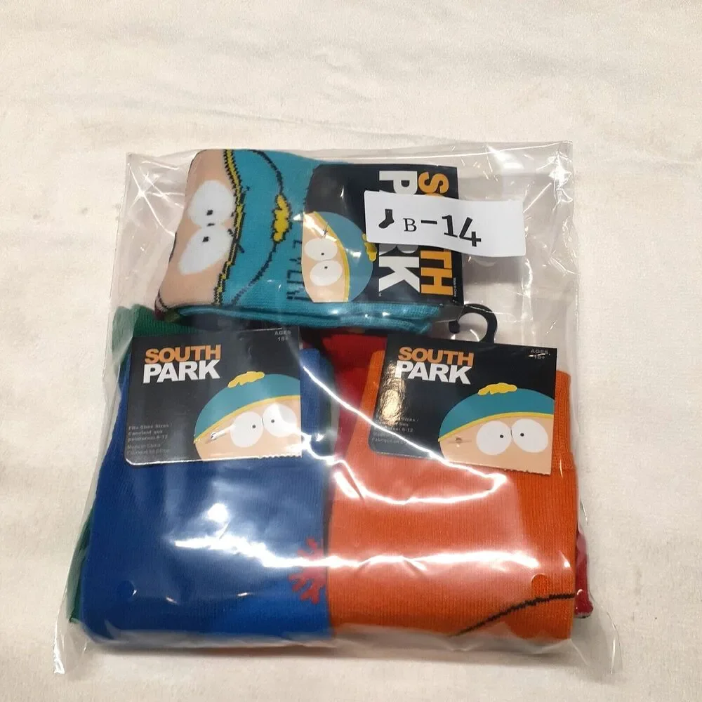 South Park Eric Kenny Stan Kyle Mens 3 Pack Multicolor Crew Socks Sz 6-12 NWT